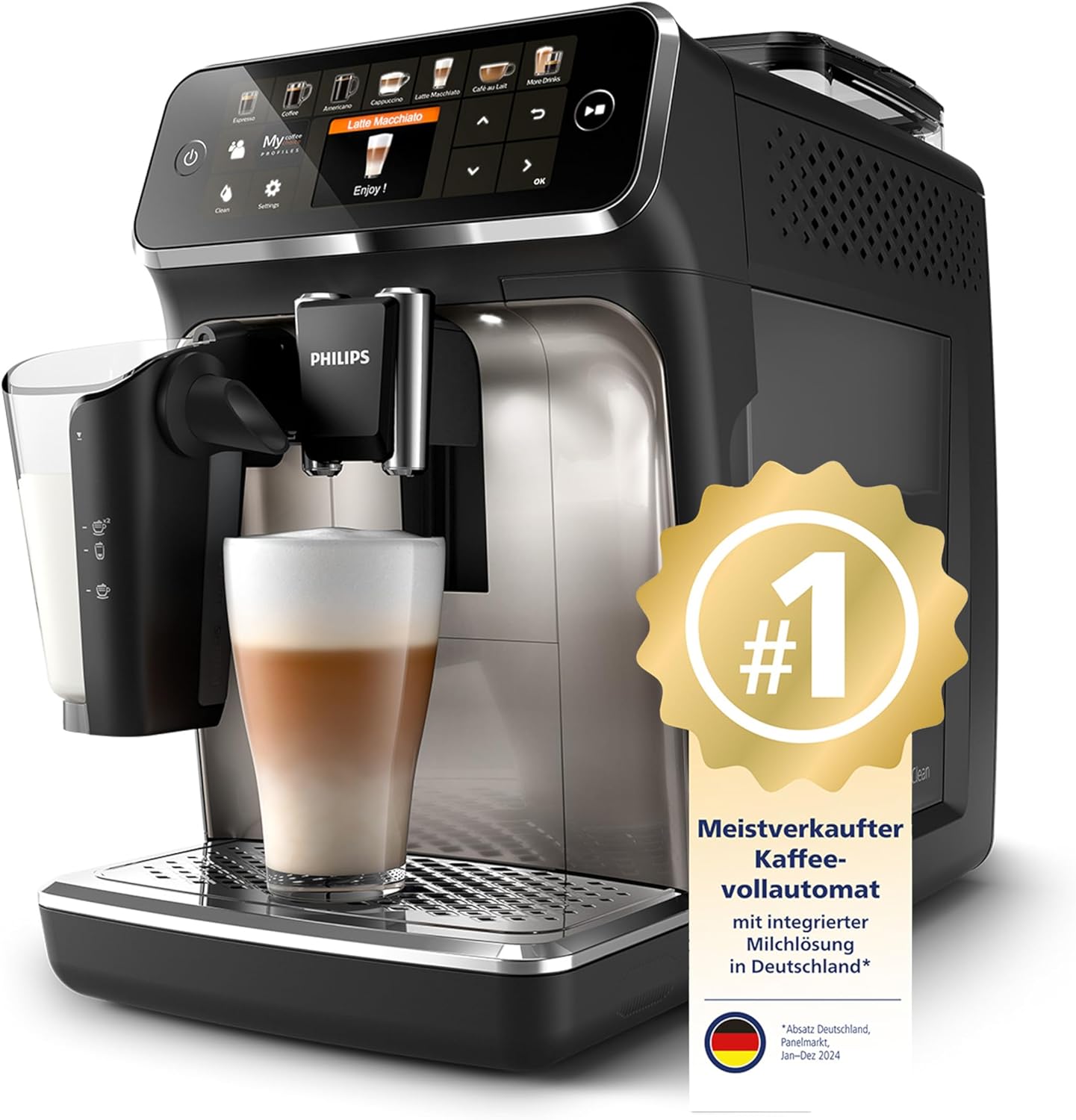 PHILIPS EP5447/90 Serie 5400 LatteGo 11 Kaffeespezialitäten Kaffeevollautomat Schwarz/Chrom