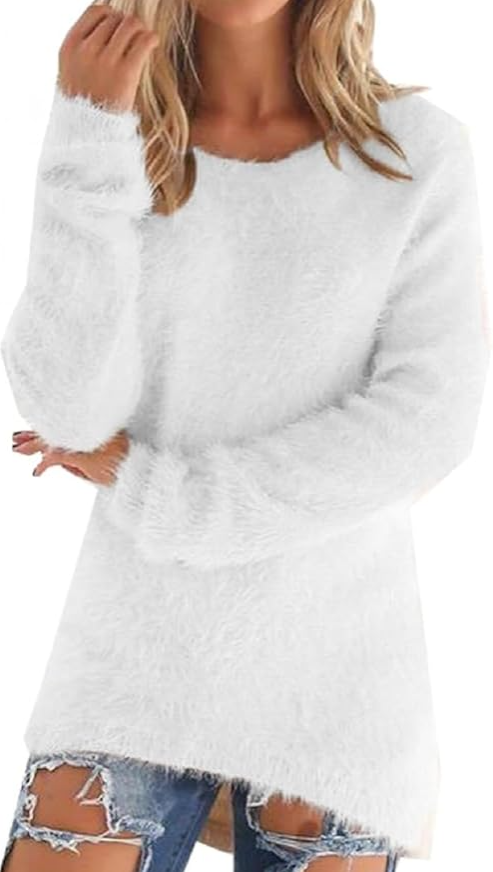 Women's Fashionable Long Sleeve Pullovers Loose Fluffy Jumper Sweater